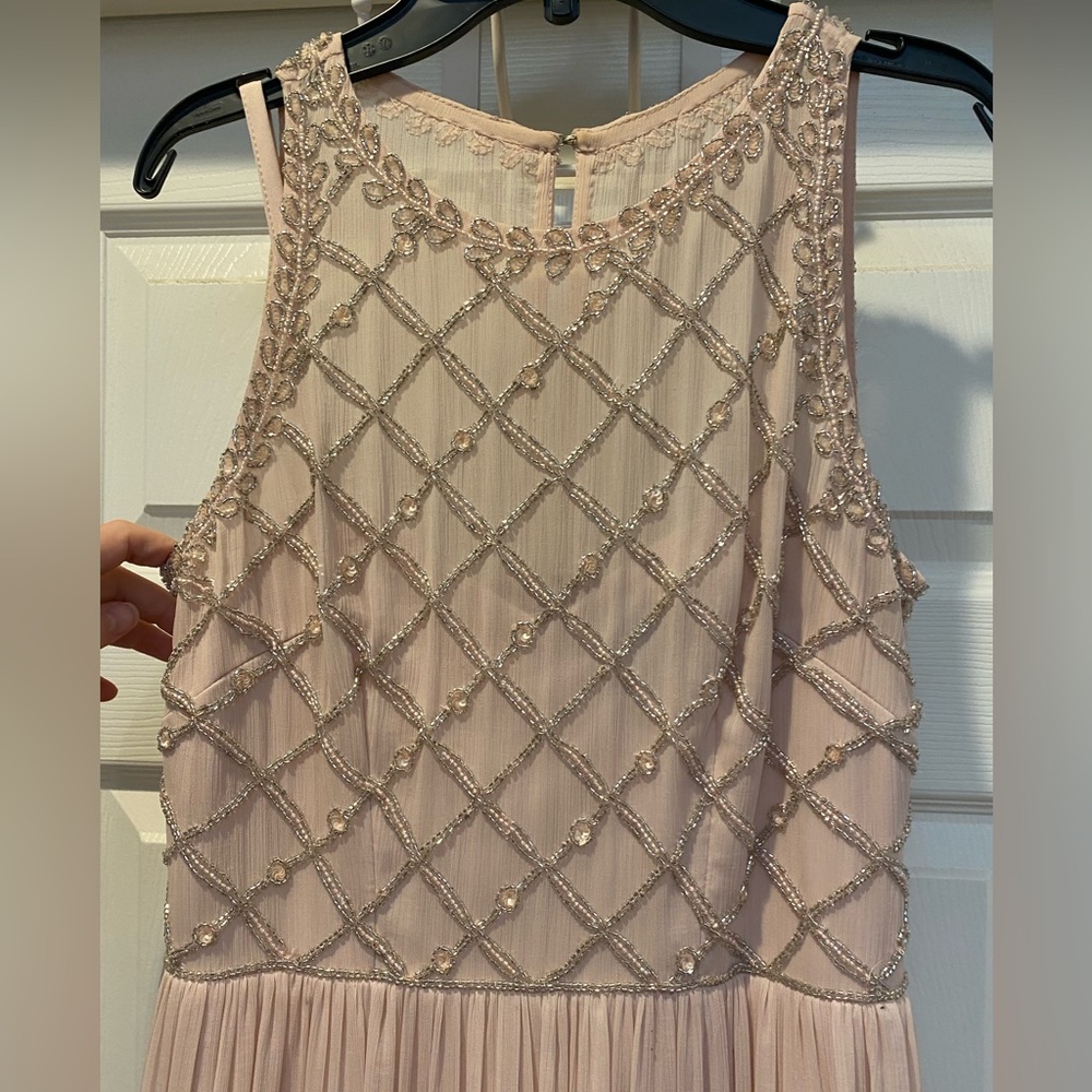 Adrianna Papell Pink Beaded Maxi Dress